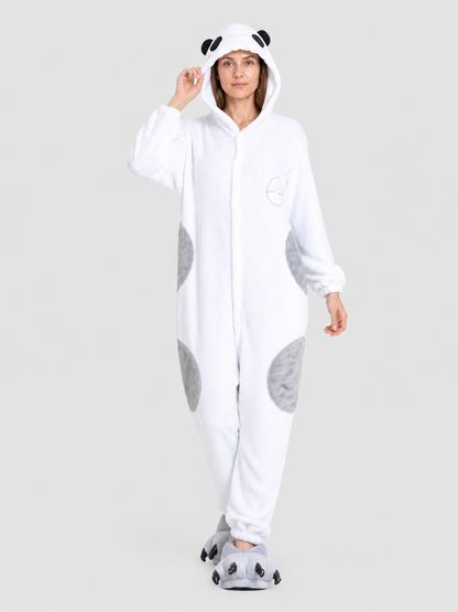 Panda Flannel Pajama Jumpsuit with Hood product detail 2
