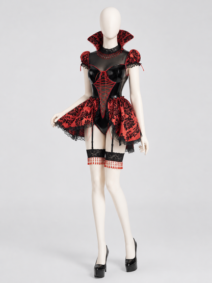 Gothic Red and Black Vampire Costume, Sizes M-XL Costumes detail