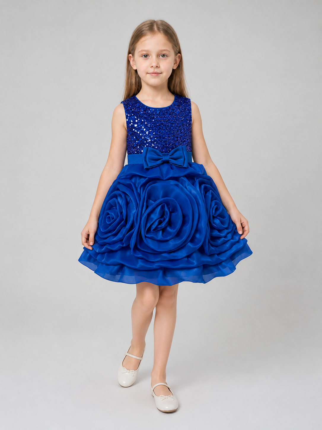 Princess Dress with Sequins and Roses, Blue Costume Dresses detail 2