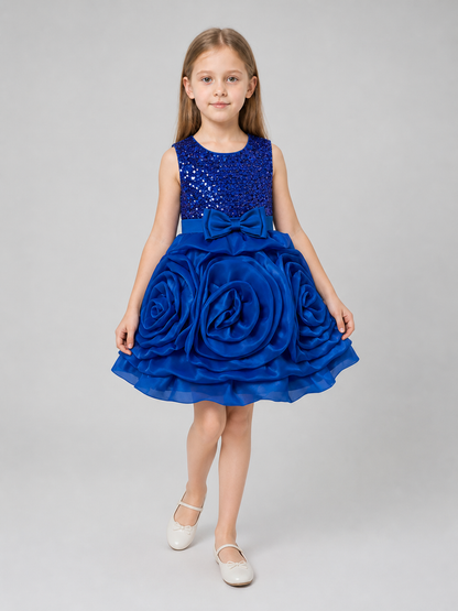 Princess Dress with Sequins and Roses, Blue Costume Dresses detail 2