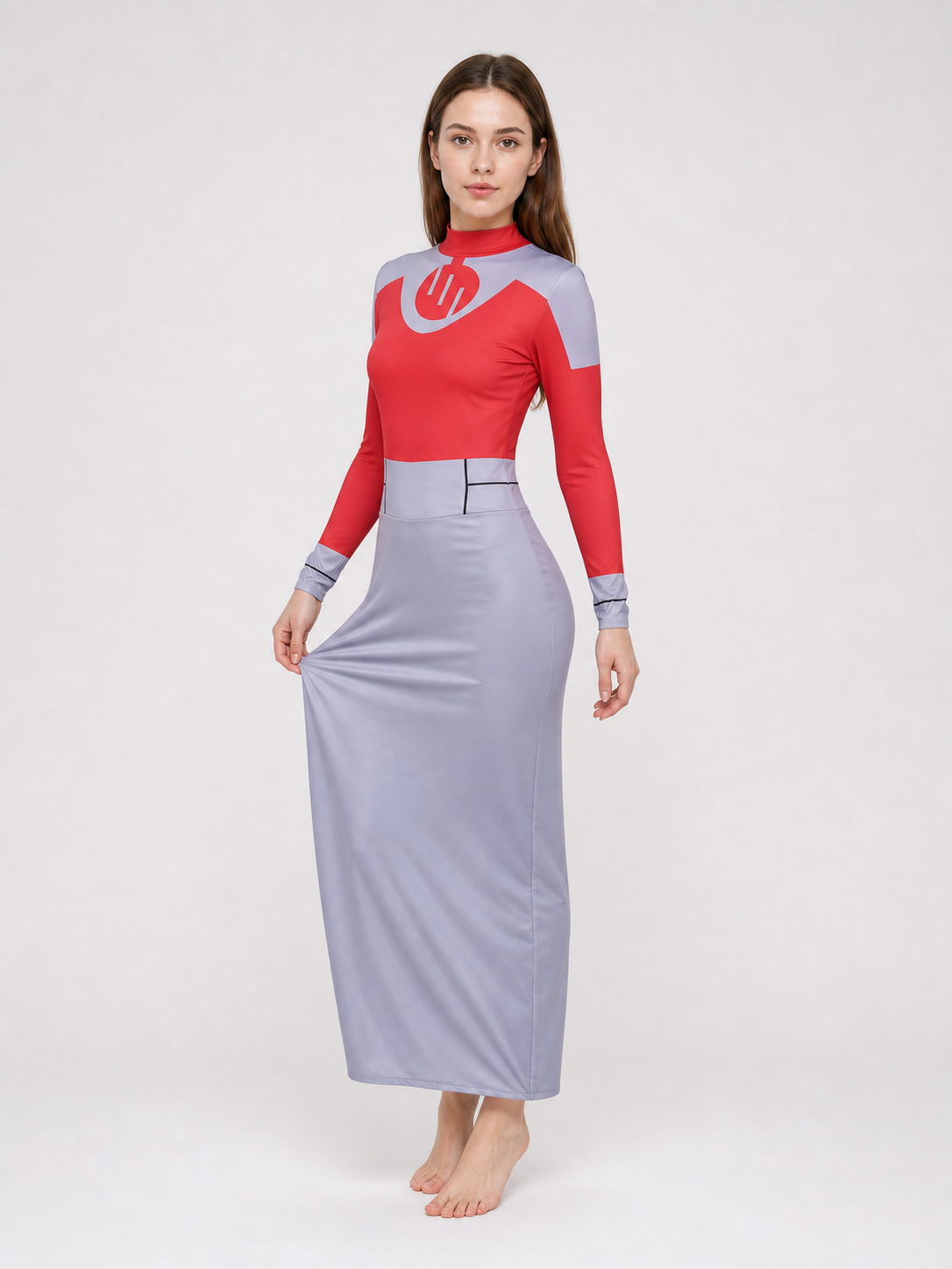 Cosplay Costume: Red Turtleneck and Long Skirt