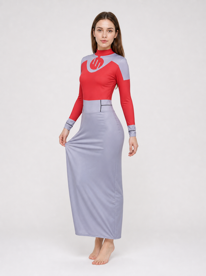 Cosplay Costume: Red Turtleneck and Long Skirt