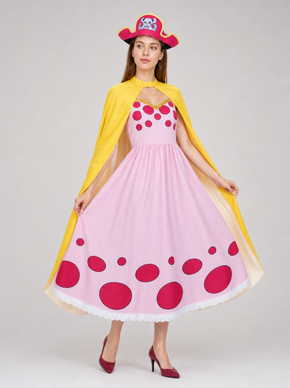 Charlotte Linlin Cosplay Costume: Dress, Cloak, and Hat