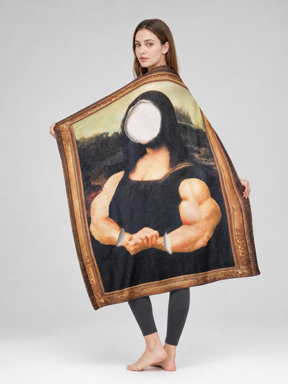 Art-style shoes with a Mona Lisa print