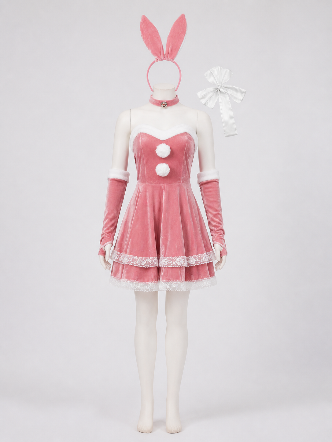Bunny Costume: Pink Dress, Ears, and Accessories Costume Dresses detail 2