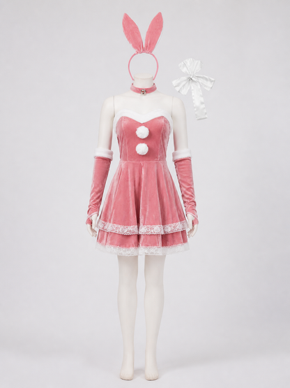 Bunny Costume: Pink Dress, Ears, and Accessories Costume Dresses detail 2