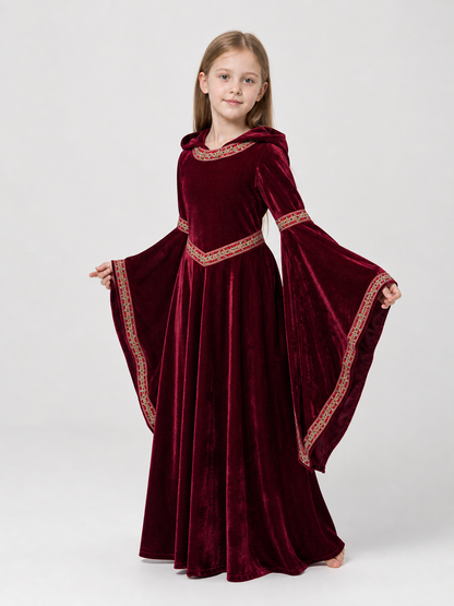 Halloween Vampire Costume — Burgundy Hooded Cloak