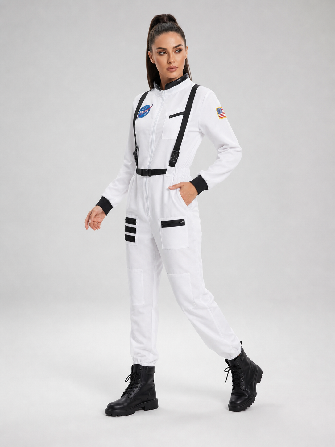 Astronaut Jumpsuit with Pockets and Emblems