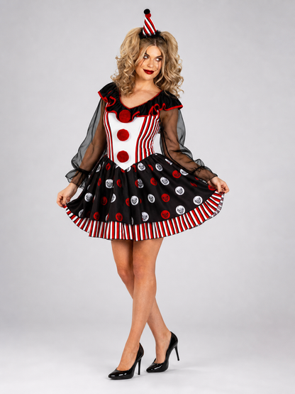 Circus-Style Clown Costume for Stage Performances
