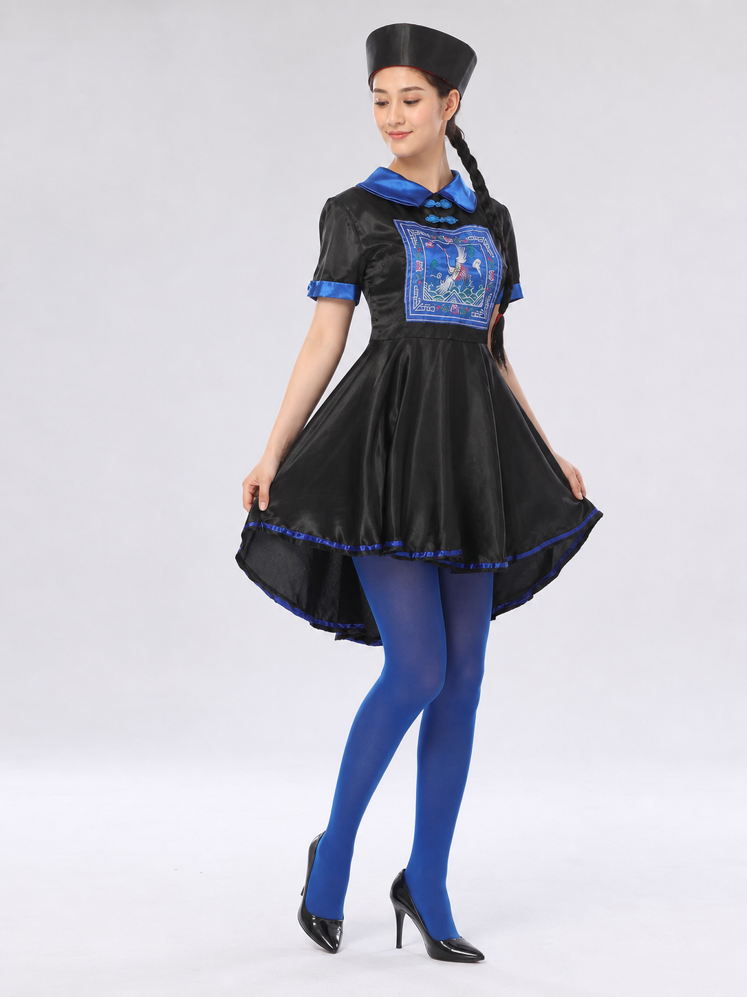 Character Costume: Black Dress with Blue Trim Costume Dresses detail