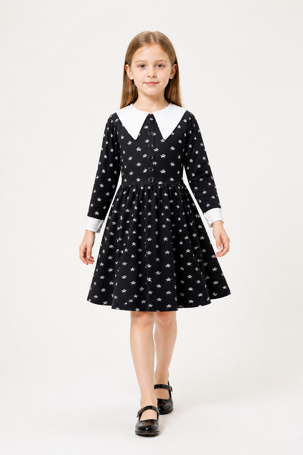 Children's Halloween Dress with Skull Print Costume Dresses detail 2