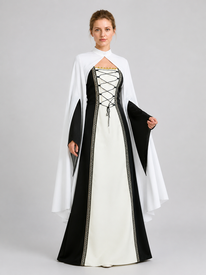 Retro Dress with Cape, Medieval Costume Costume Dresses detail 2