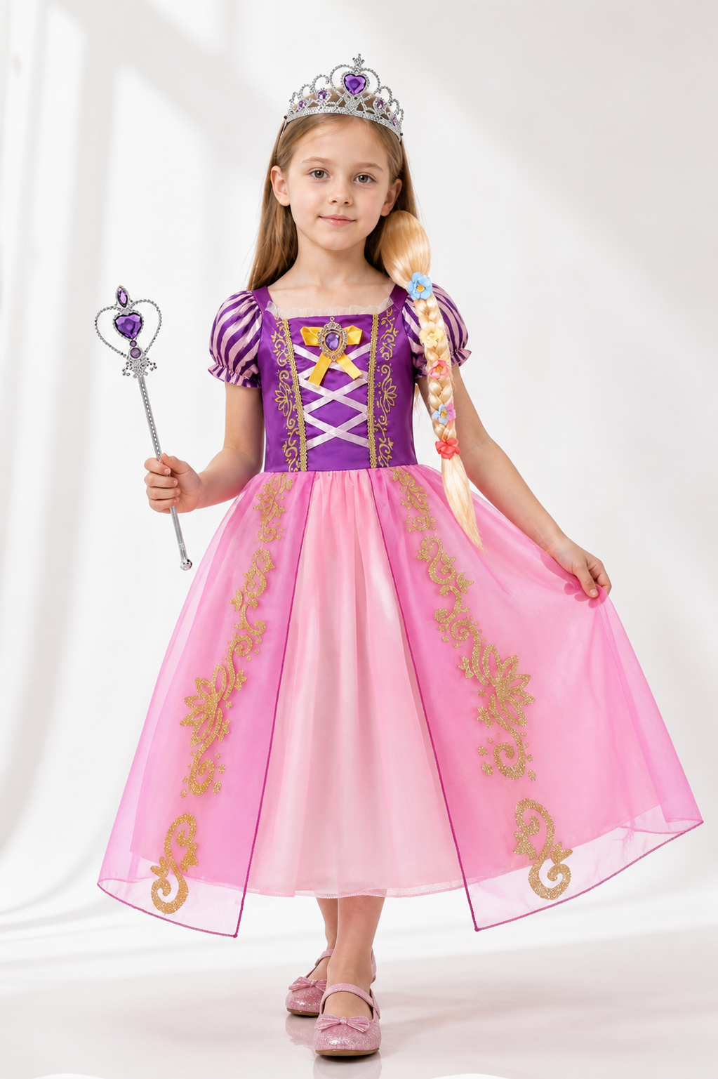 Rapunzel Princess Costume with Crown and Braid Costume Headwear detail 2