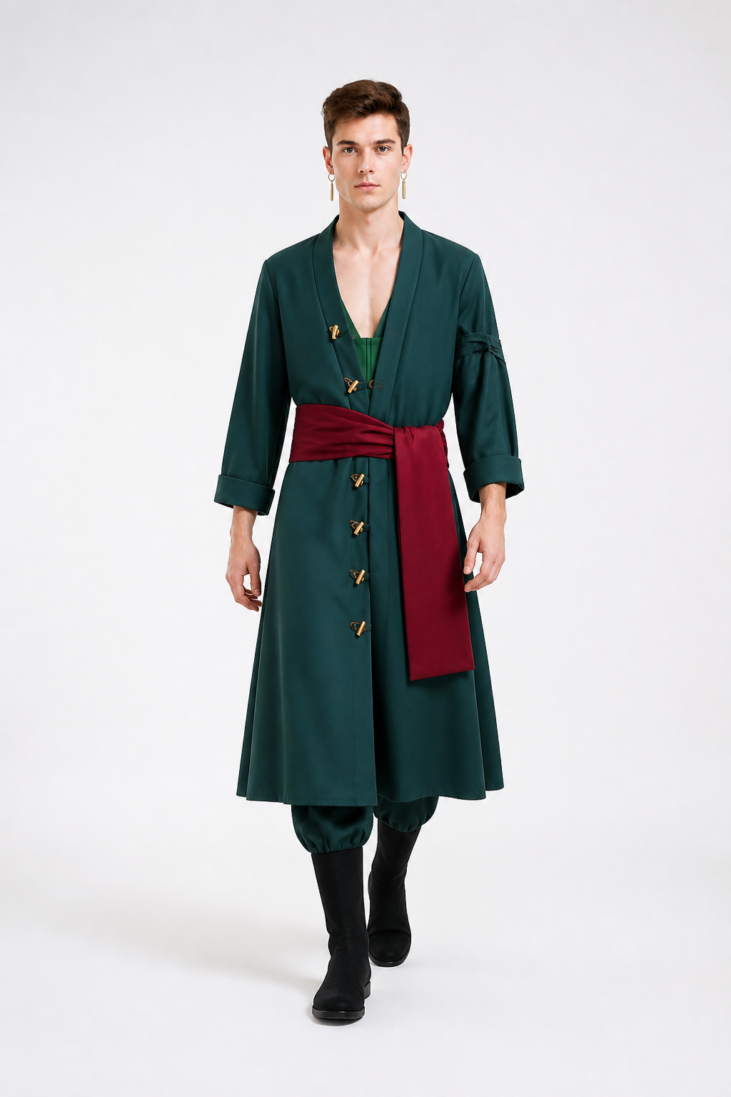Roronoa Zoro Cosplay Costume with Long Coat and Belts Costumes detail 2