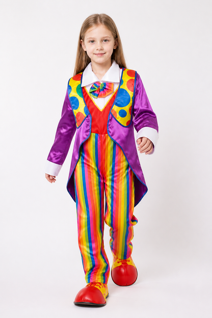 Children’s Clown Costume with Purple Jacket and Bow Tie product detail 2
