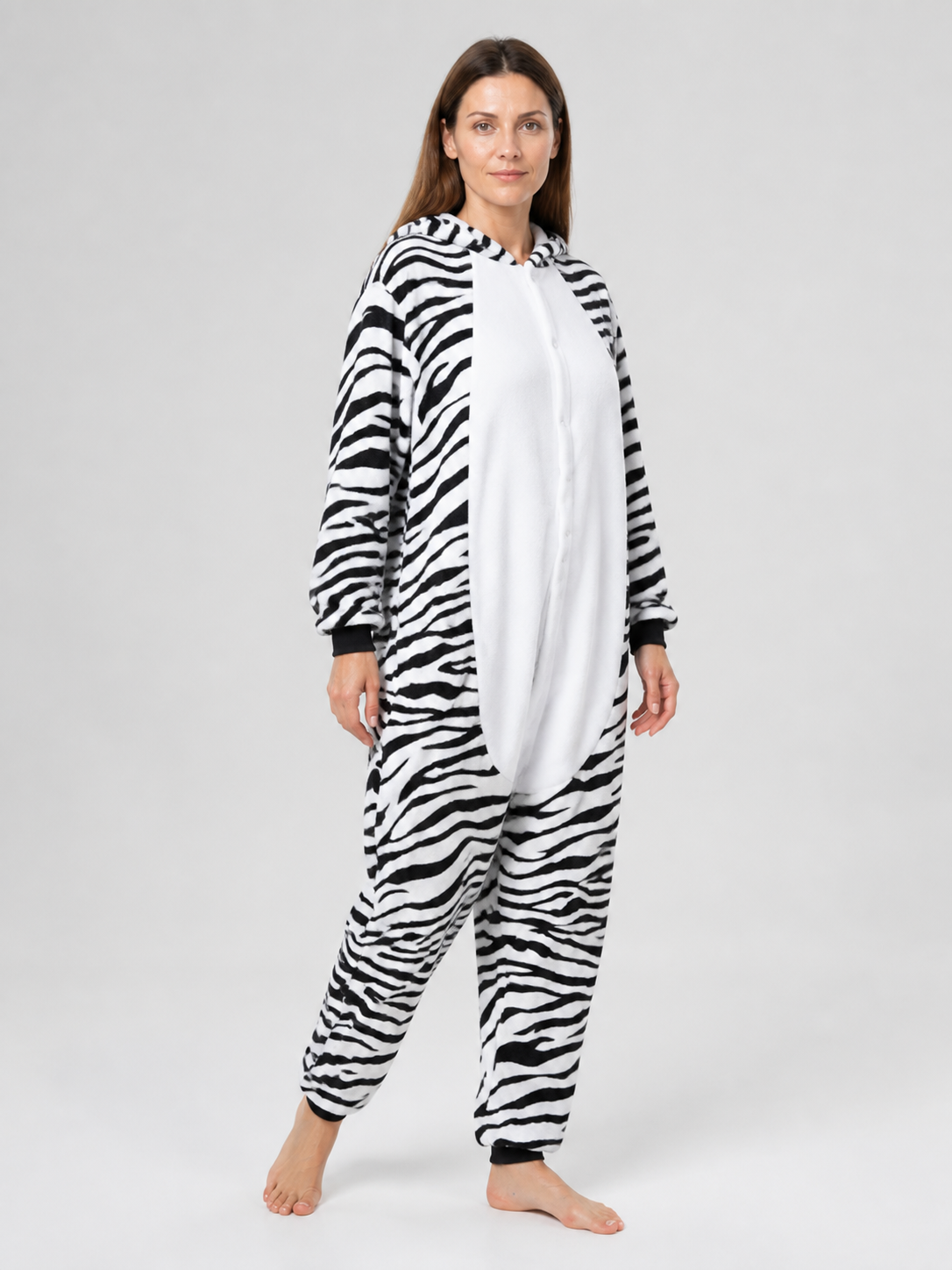 Flannel Zebra Long-Sleeve Pajama Jumpsuit product detail 2