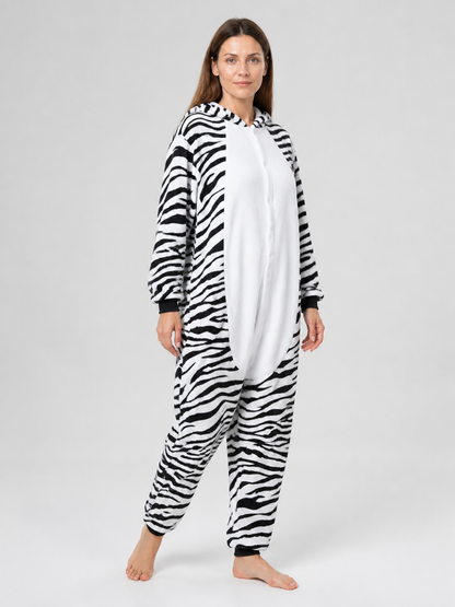 Flannel Zebra Long-Sleeve Pajama Jumpsuit product detail 2