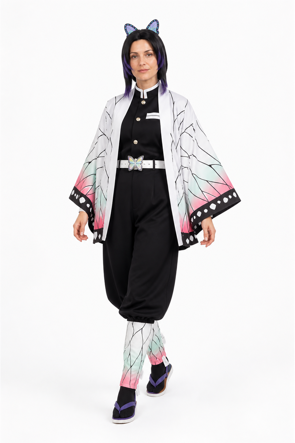 Shinobu Kochou Cosplay Costume with Cape and Wig Costume Capes detail 2