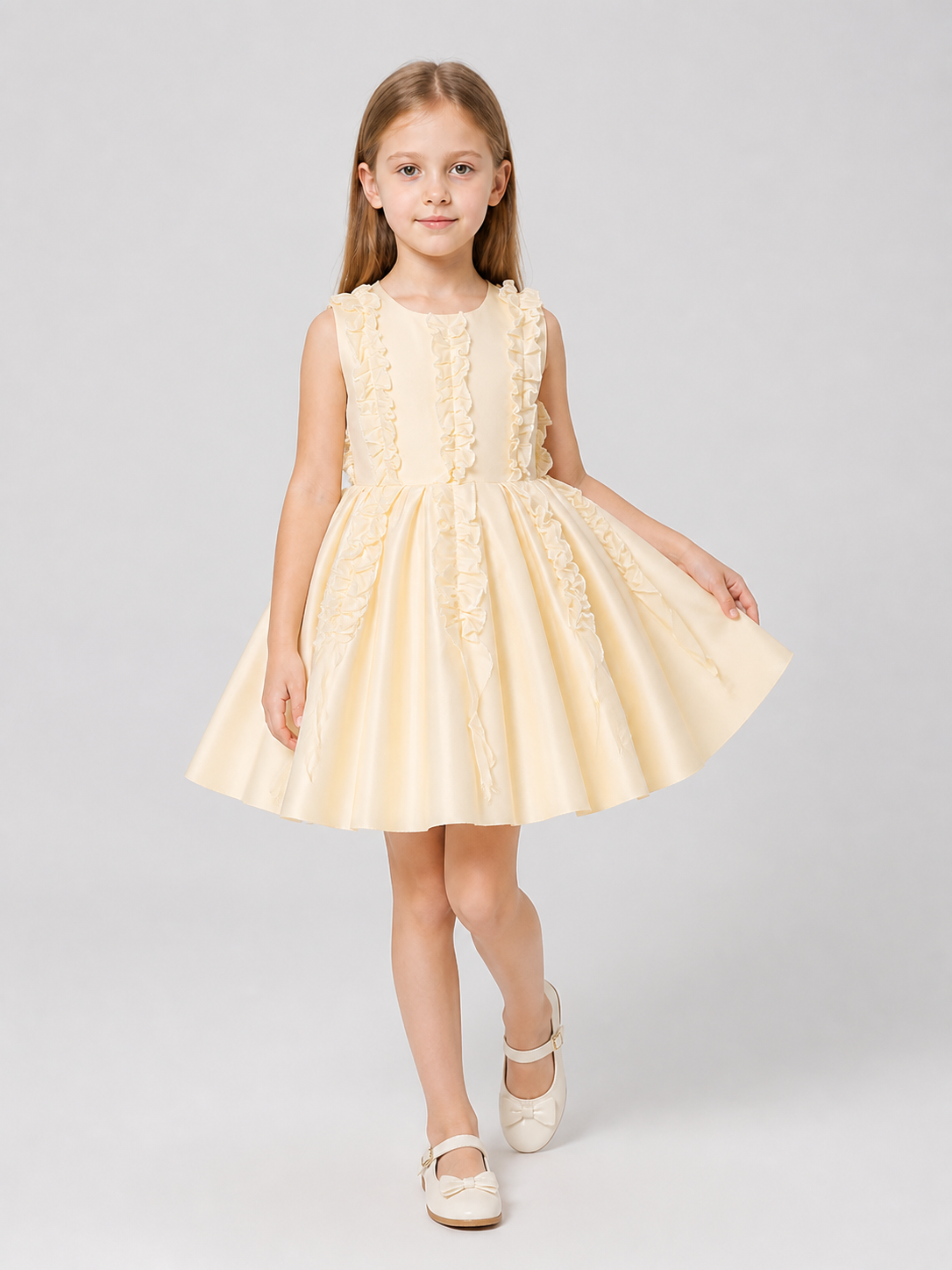 Satin Tutu Dress with Bow for Flower Girl Costume Dresses detail 2