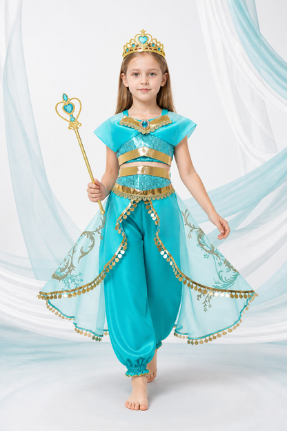 Princess Jasmine Costume for Girls with Crown and Staff Costume Headwear detail 2
