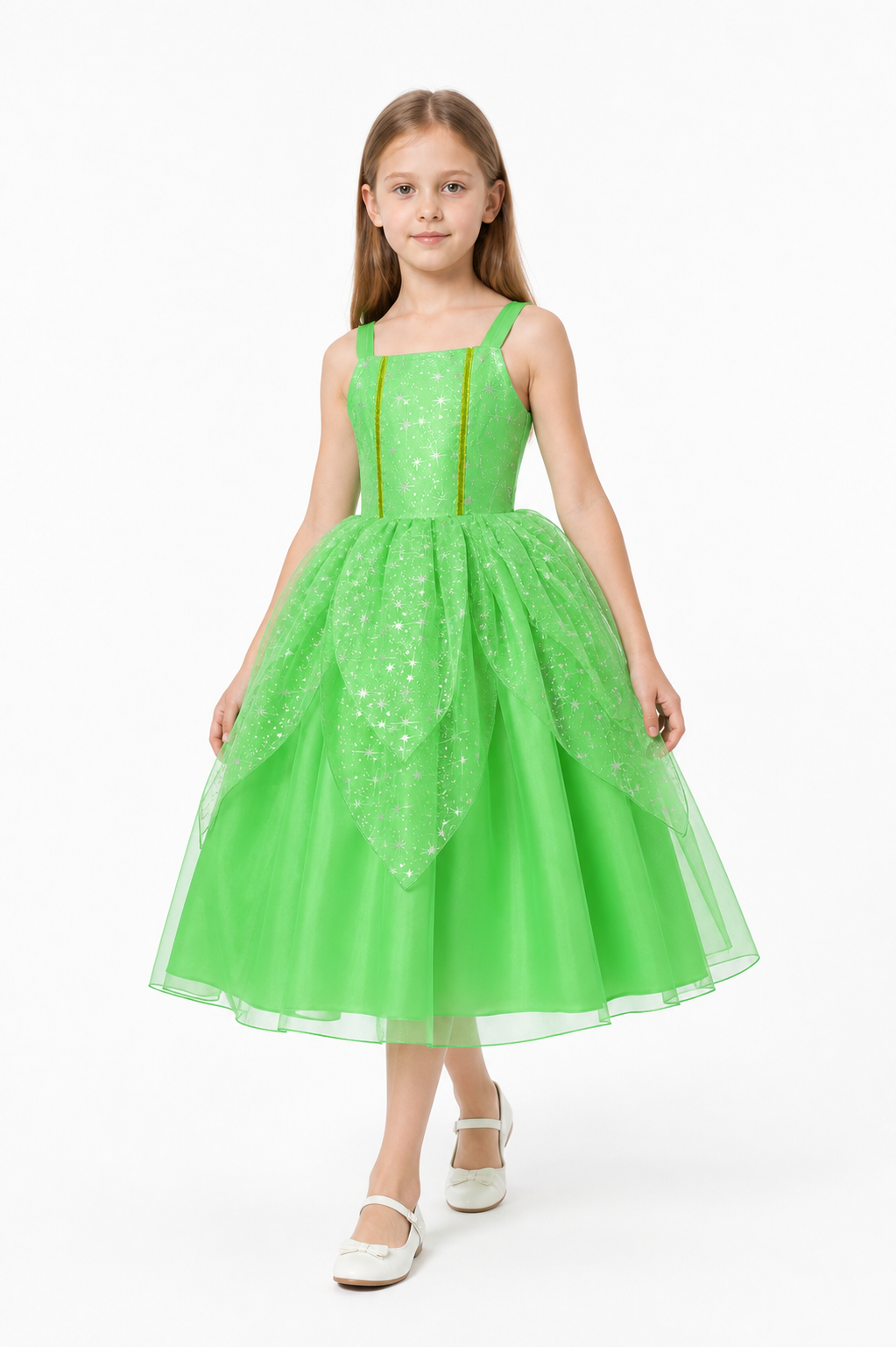 Green Girls' Full-Skirt Dress with Sequins Costume Dresses detail 2