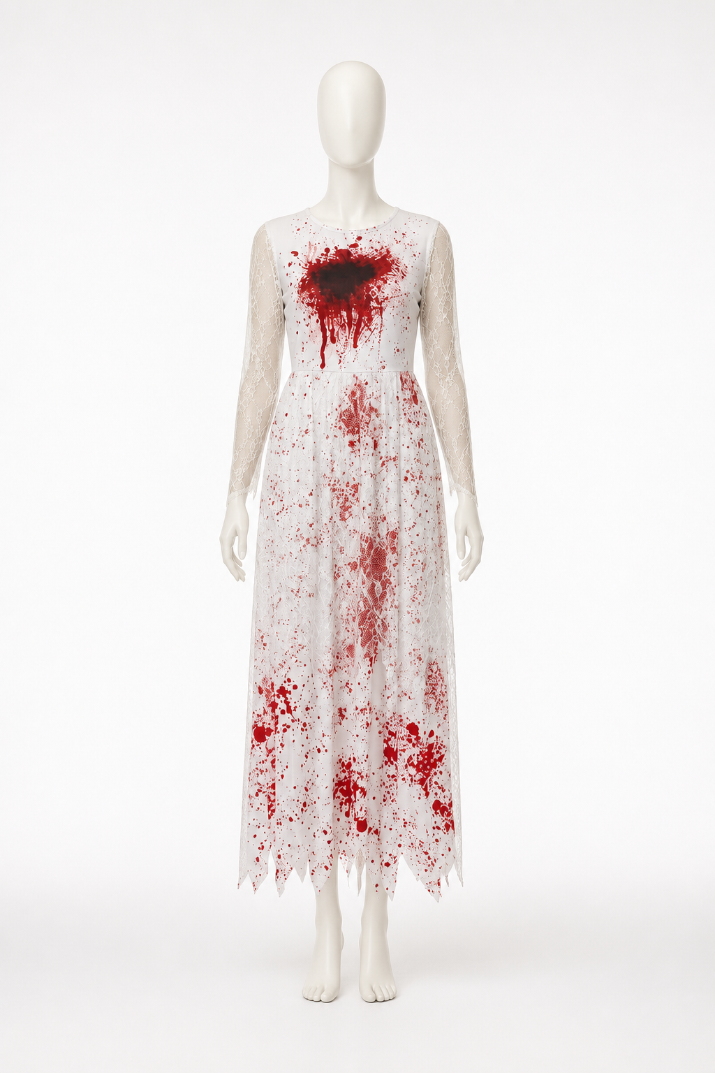Lace Dress with a Jagged Hem and Red Spots Costume Dresses detail