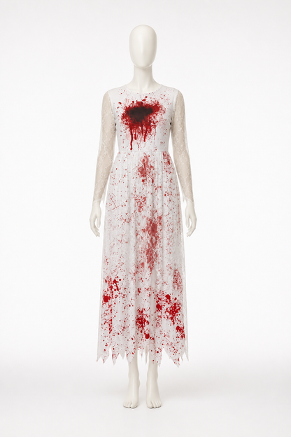Lace Dress with a Jagged Hem and Red Spots Costume Dresses detail