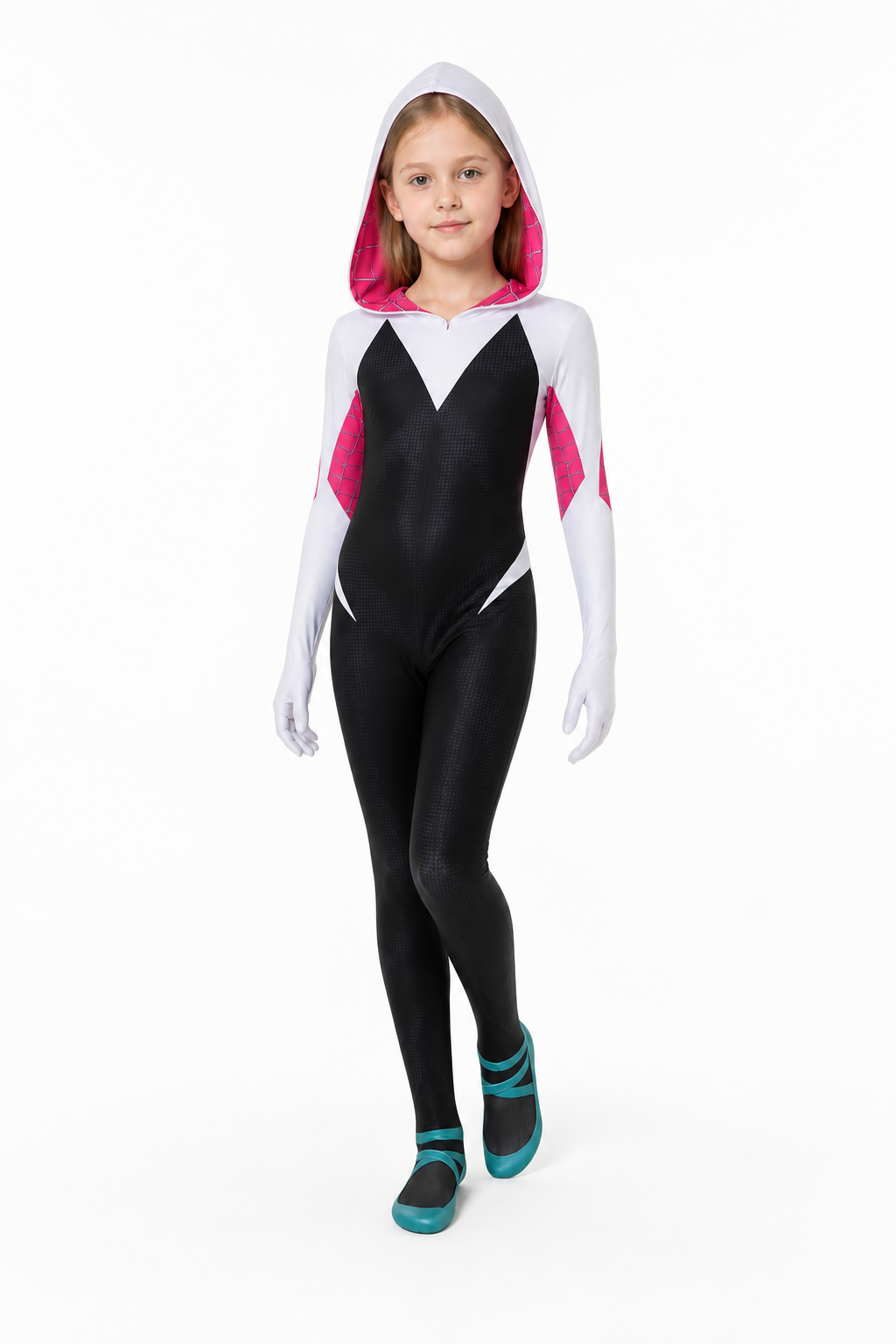 Hooded Ghost-Spider Jumpsuit for Halloween Costumes detail 2