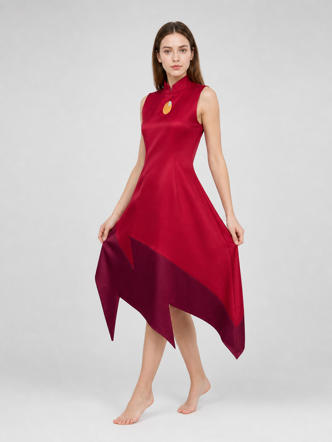 Edalyn Cosplay Dress, Dark Red, Sleeveless