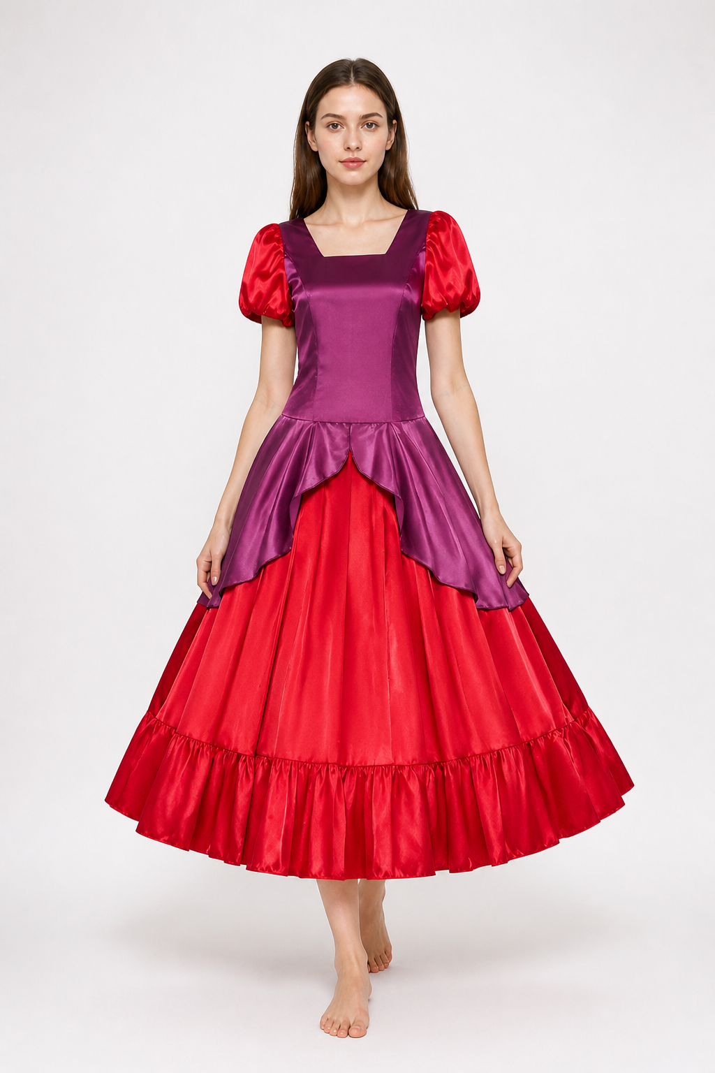 Dress with Puff Sleeves, Layered Skirt Costume Dresses detail 2