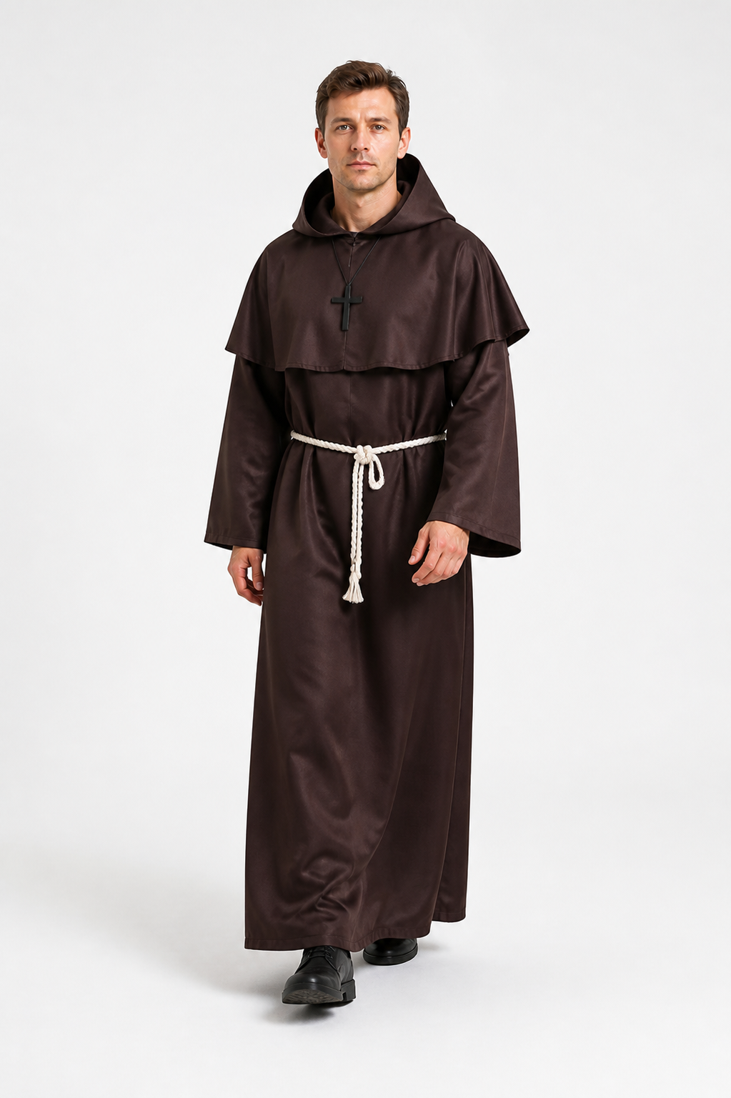 Long Brown Hooded Religious Robe product detail 2