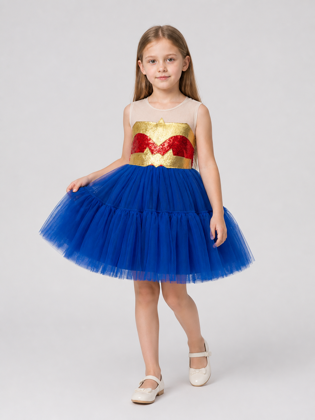 Captain America-Inspired Carnival Tutu Dress for Cosplay with a Tulle Skirt