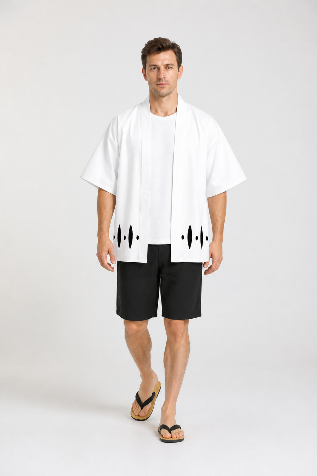 White Kimono with Wide Sleeves for Cosplay Costumes detail 2