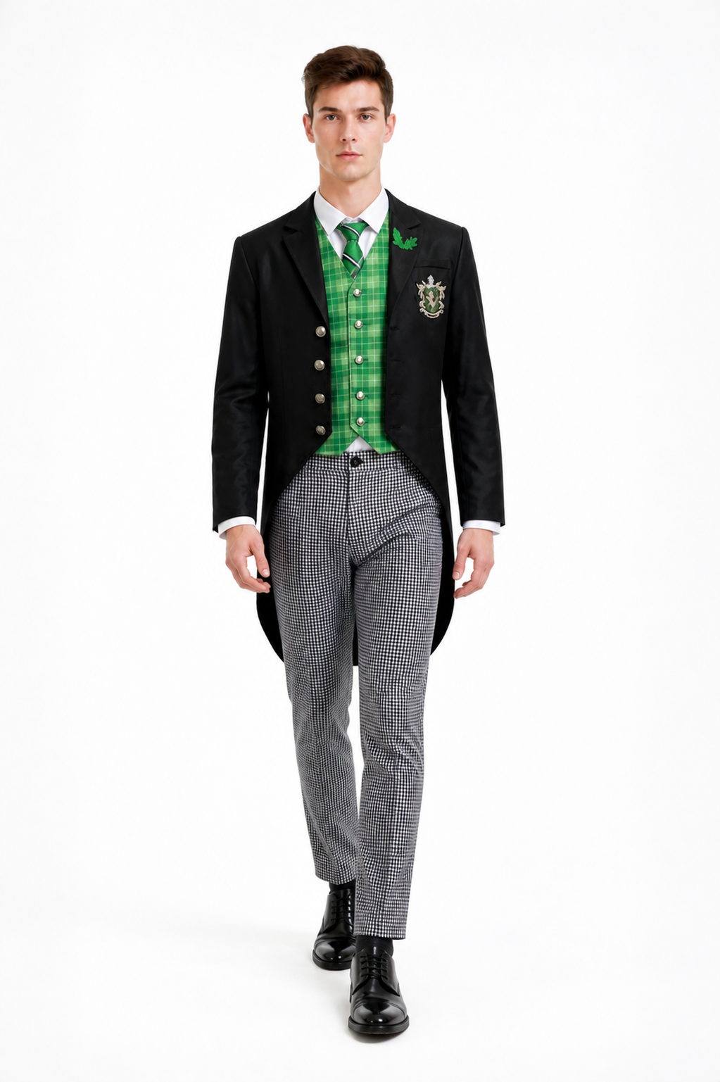 Cosplay Costume, 5-Piece Set, Green Plaid Costumes detail