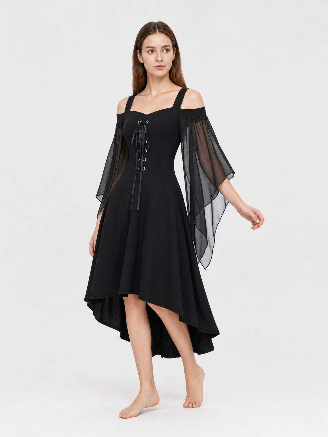 Gothic Lace-Up Strappy Dress