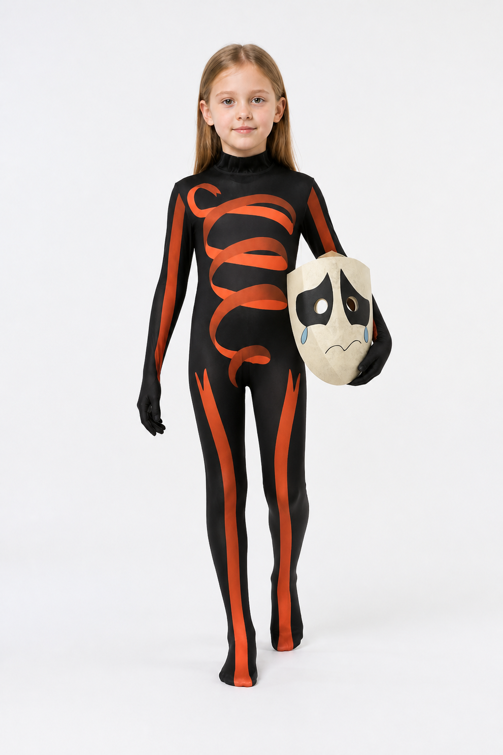 Black and Orange Clown Jumpsuit for Cosplay Costumes detail 2