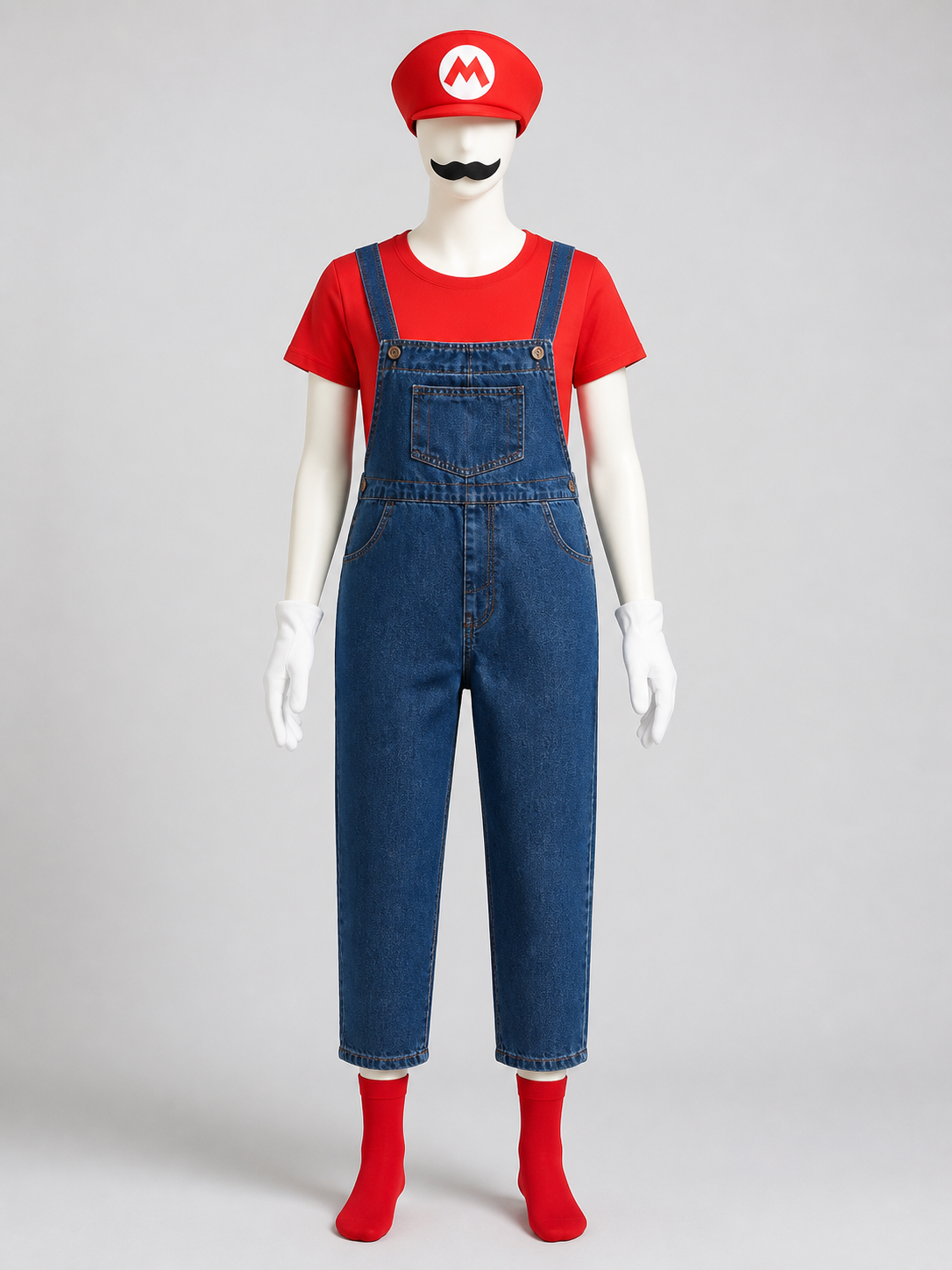 Mario Costume with T-Shirt, Hat, Mustache, and Overalls Costume Headwear detail 2
