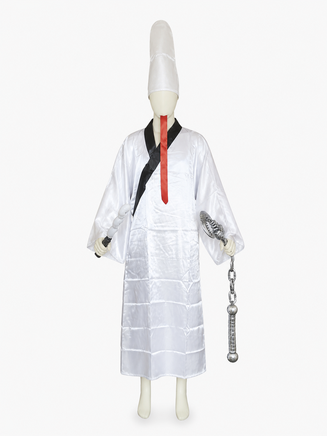 Zombie Costume with Long White Robe and Tall Hat Costume Headwear detail 2