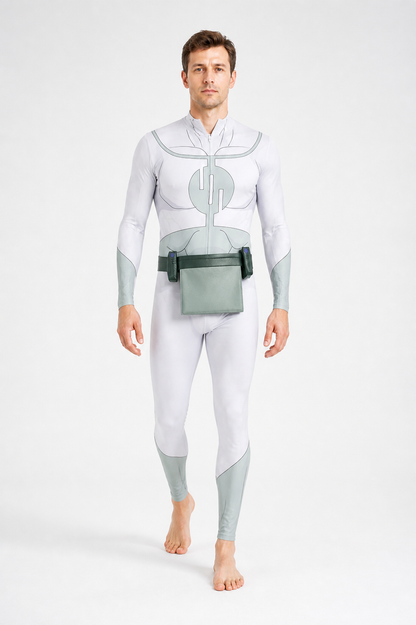 Drax Superhero Jumpsuit with Muscles and Belt