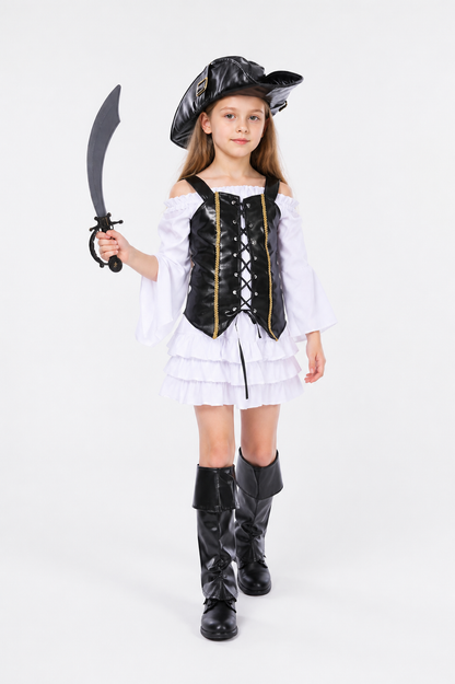 Children's Pirate Costume with Ruffled Skirt and Vest Costumes detail 2