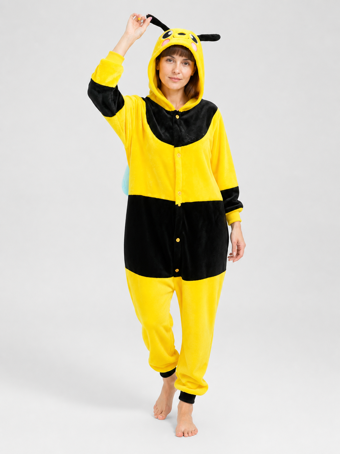 Flannel Animal Onesie Pajamas with Hood product detail 2