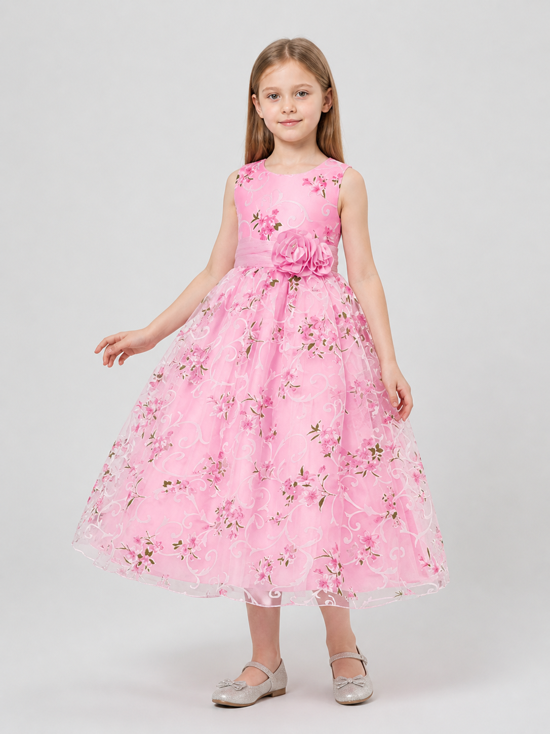 European Floral Print Tutu Dress for Weddings Costume Dresses detail 2