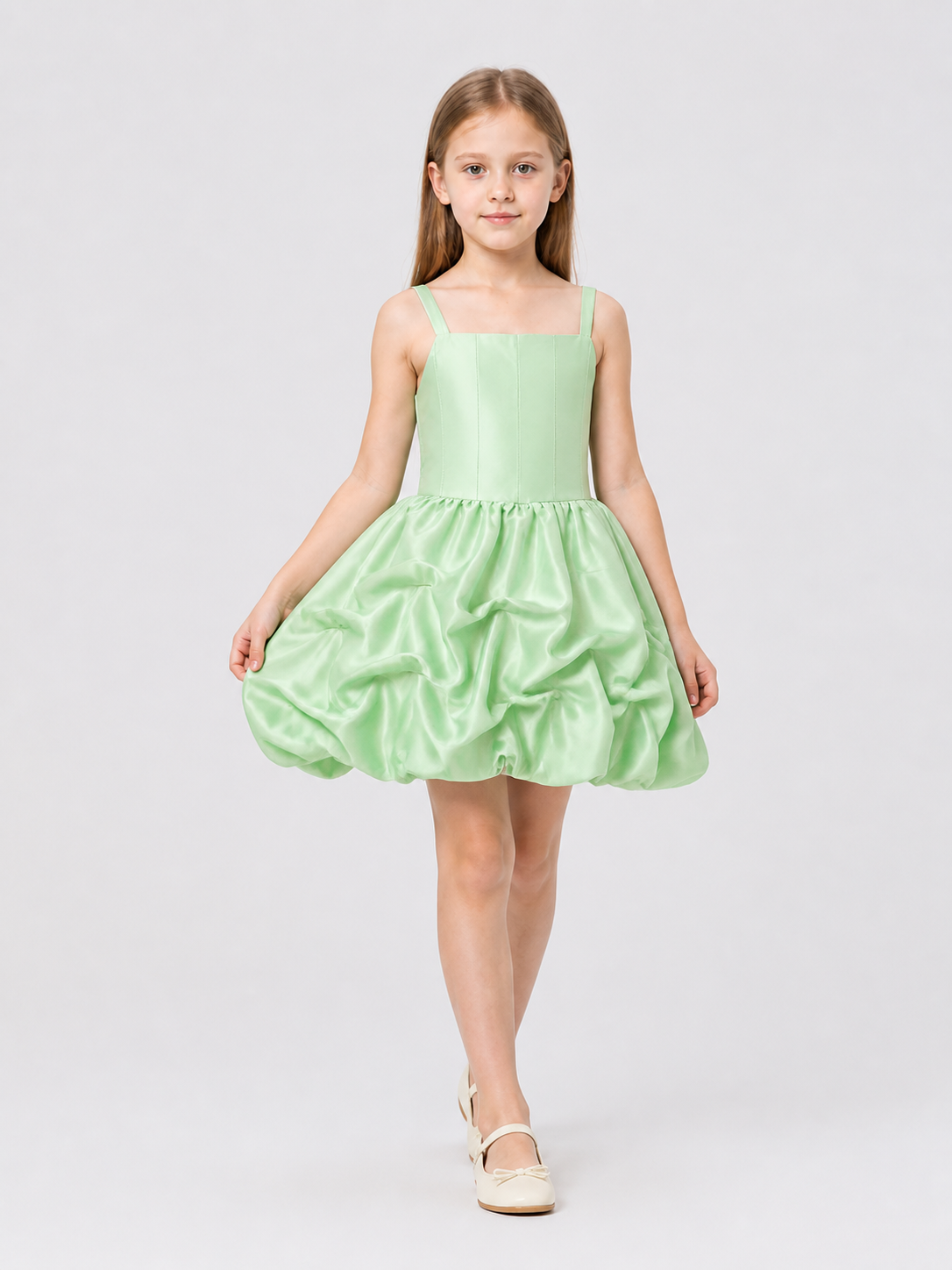 Satin Dress with Spaghetti Straps and a Full Skirt Costume Dresses detail 2