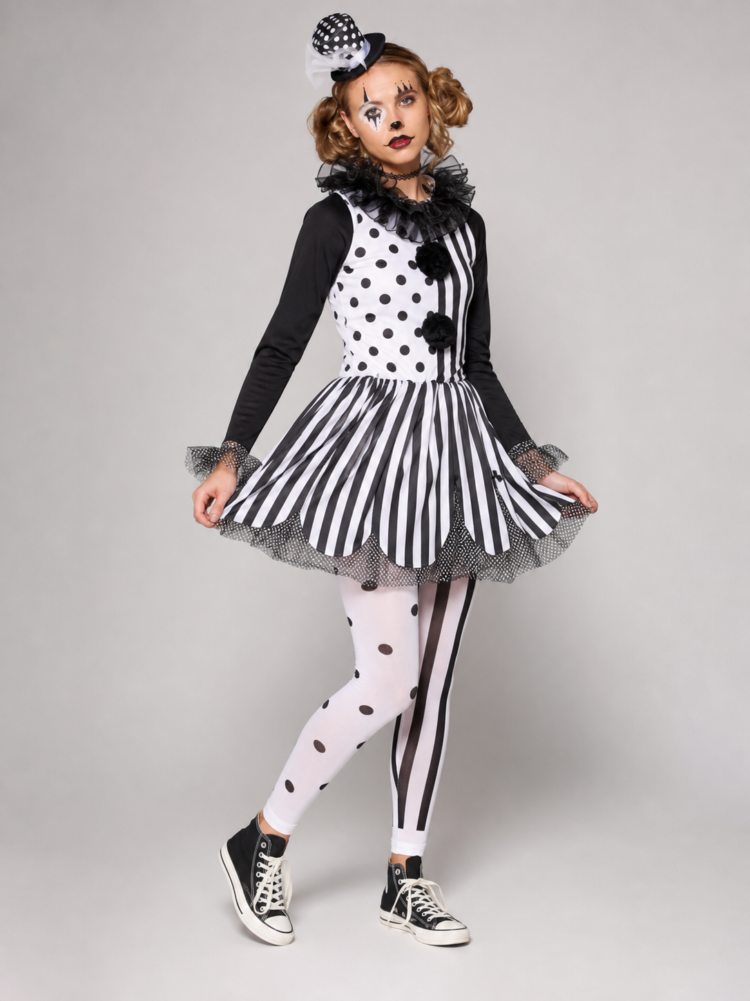Halloween Clown Costume, Black-and-White Dress