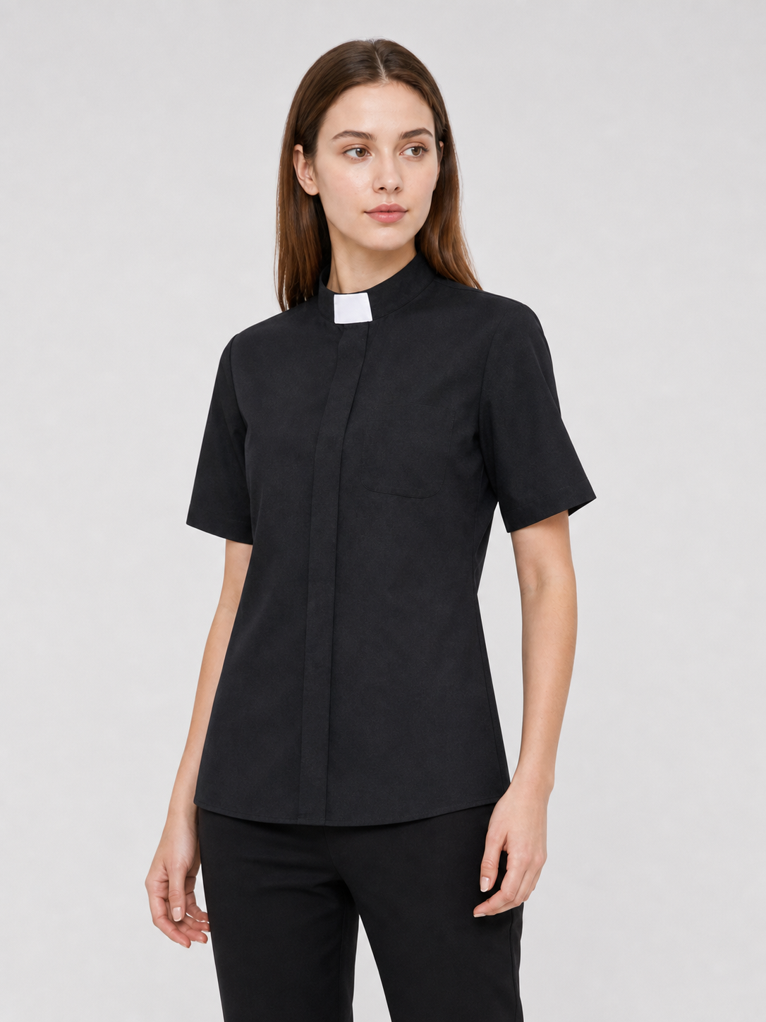 Black cosplay shirt with a stand collar