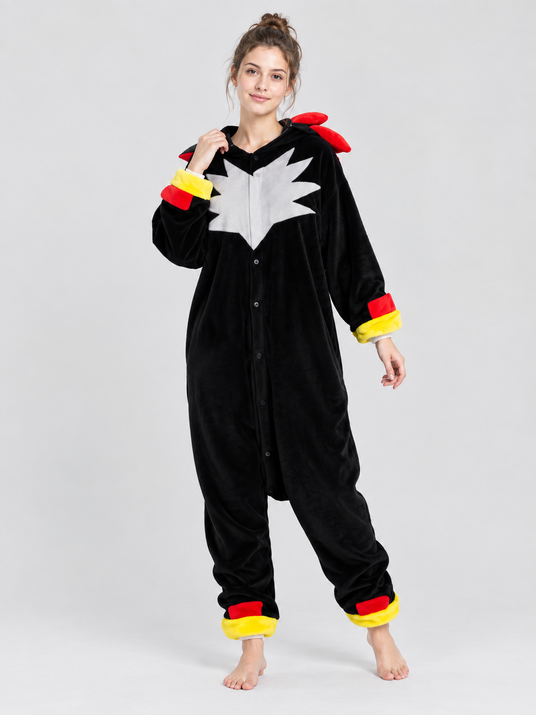 Black Pajama Jumpsuit with Dragon Print