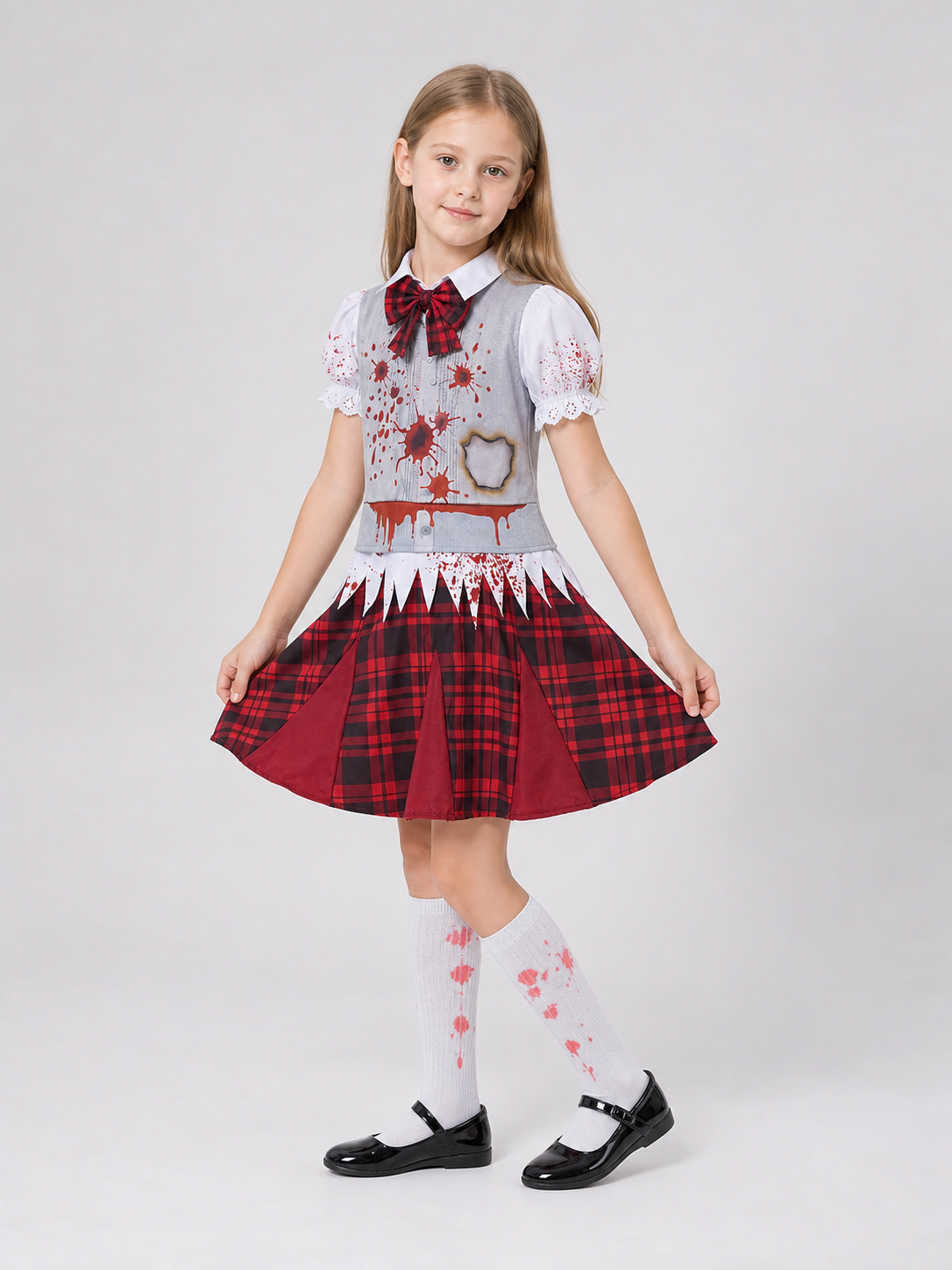 Zombie Costume: Top, Skirt, and Bow Tie