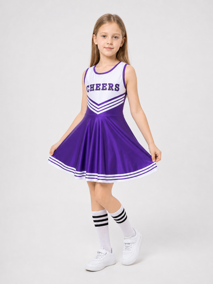 Cheerleading Costume with Pom-Poms and Knee-High Socks