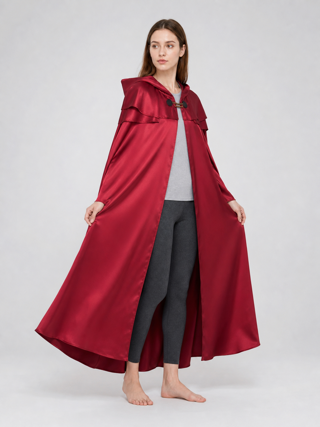 Red Hooded Cape Cloak with Pendant