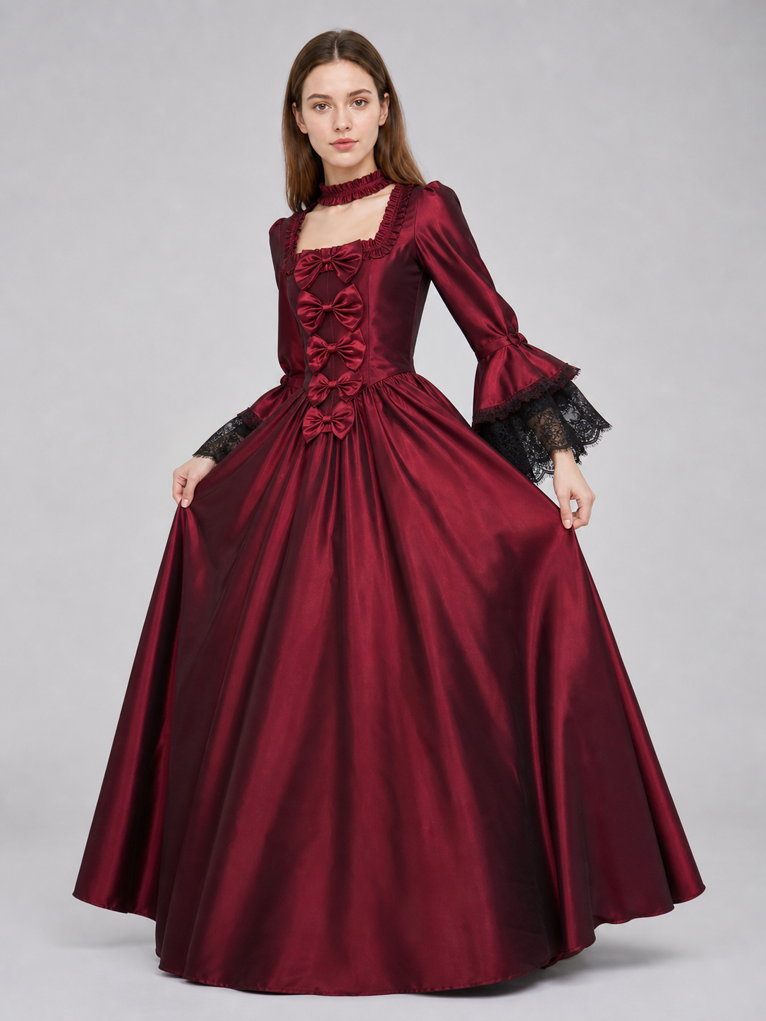 Long Gothic Victorian-Style Dress on-model alternate view